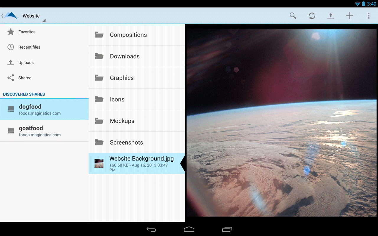 Maginatics Android Client Screenshot Tablet Landscape