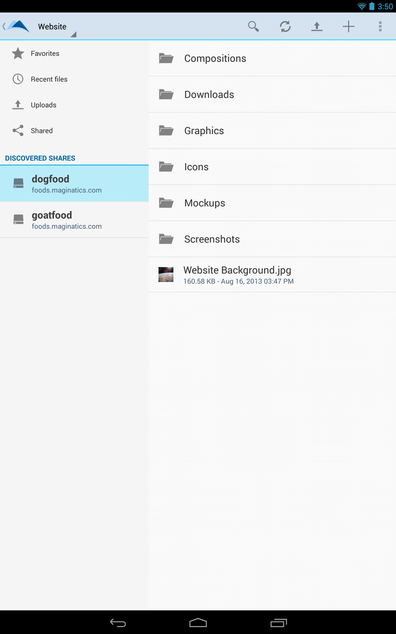 Maginatics Android Client Screenshot Tablet Portrait