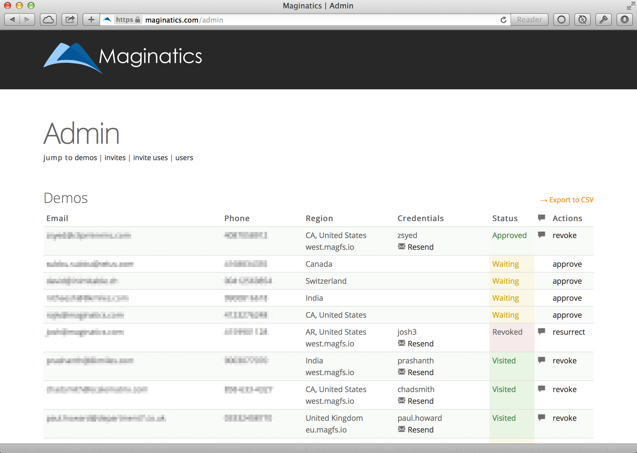 Maginatics Console Screenshot Admin Demo Program