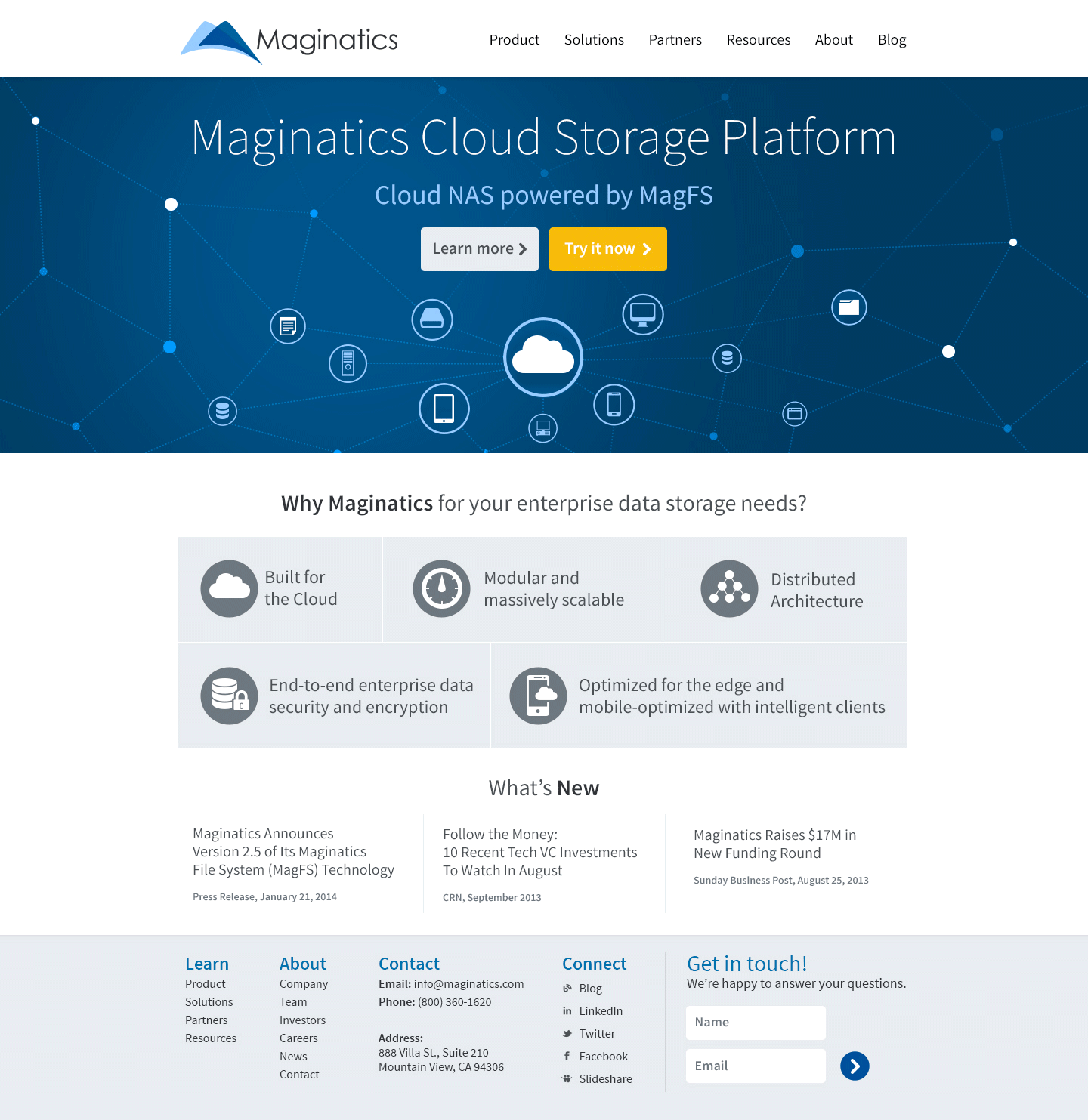 Maginatics Website 2014 Home Page